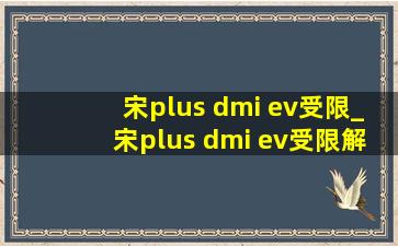 宋plus dmi ev受限_宋plus dmi ev受限解决了吗